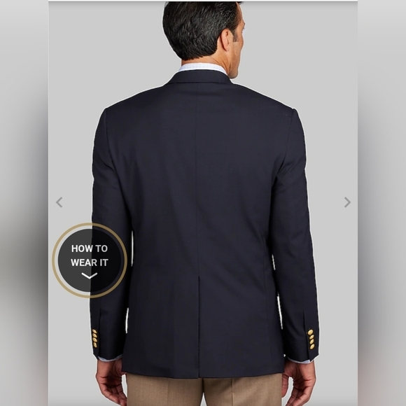 Jos A Bank Blazer Mens 40L Wool Navy Blue Suit Jacket Sport Coat - Picture 2 of 16